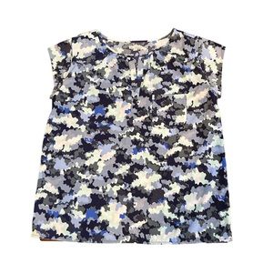 GAP Short Sleeved Blue Print Blouse Size Medium